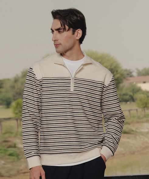 Men's Striped Collar Sweatshirt