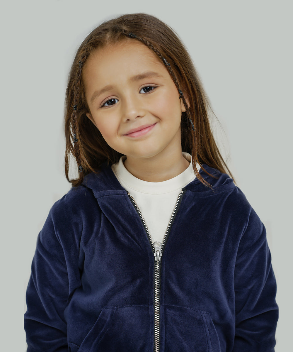 Girls' Velour Hoodie Set Bandana