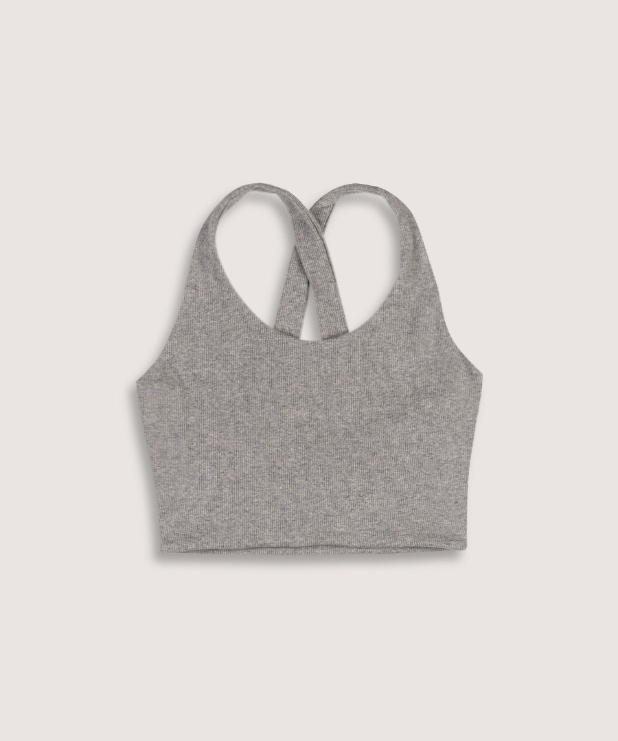 Round Neck Ribbed Sports Bra