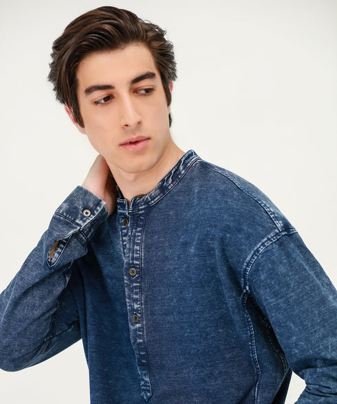 Men's Denim Tunic Shirt