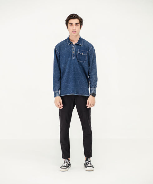 Men's Denim Pocket Tunic Shirt