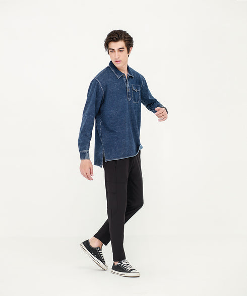 Men's Denim Pocket Tunic Shirt