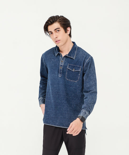 Men's Denim Pocket Tunic Shirt