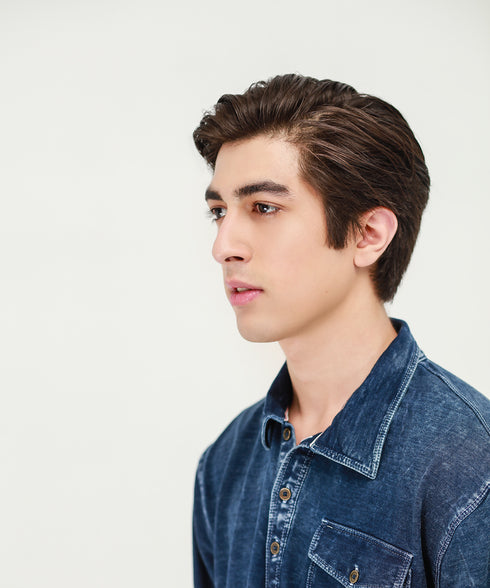 Men's Denim Pocket Tunic Shirt