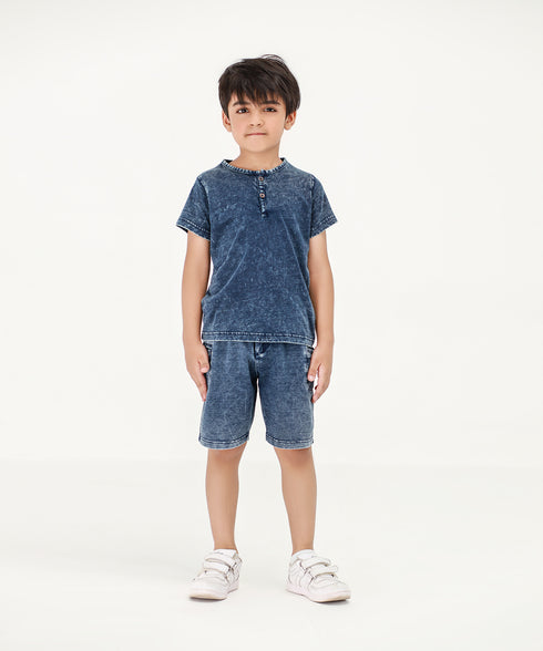 Boys' Denim Henley Tee