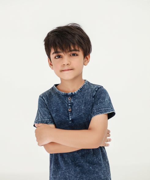 Boys' Denim Henley Tee