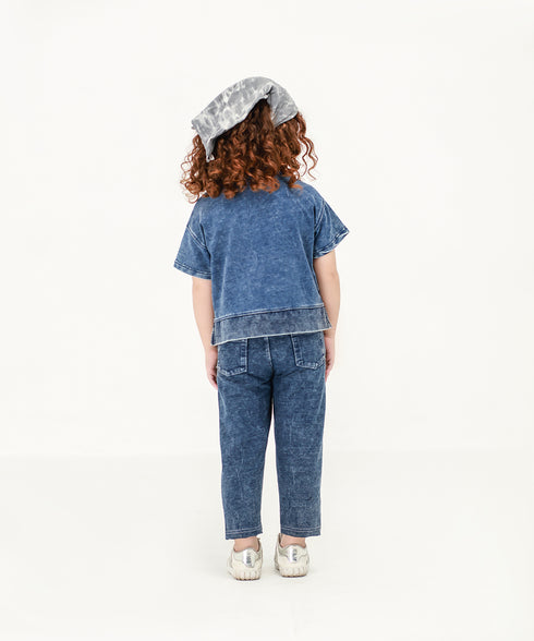 Girls' Denim V-Neck Sweatshirt