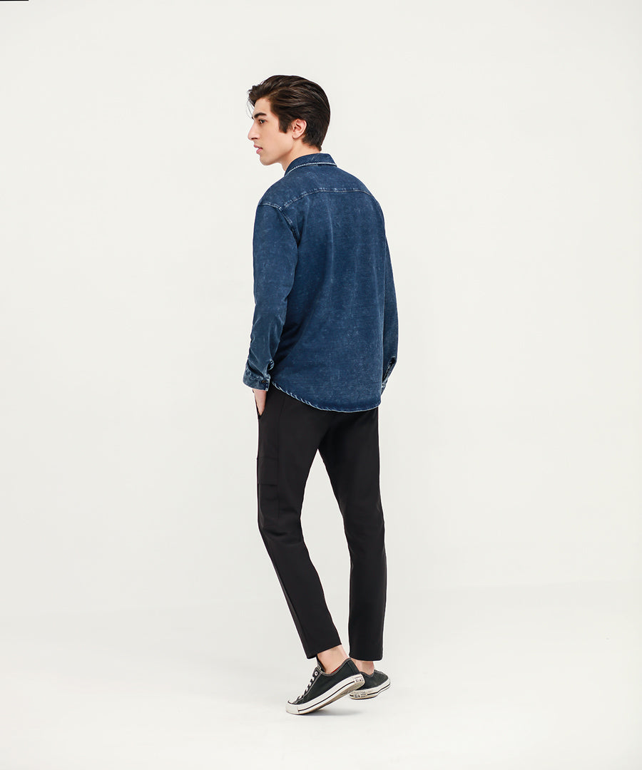 Chemise Homme Meeting Street - Taille 17, Manches 34/35, 100% Coton, Bleu Uni