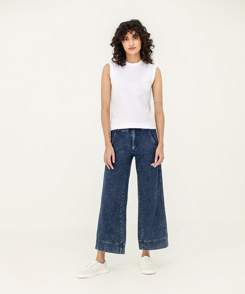 Women's Denim Cropped Flare Pants