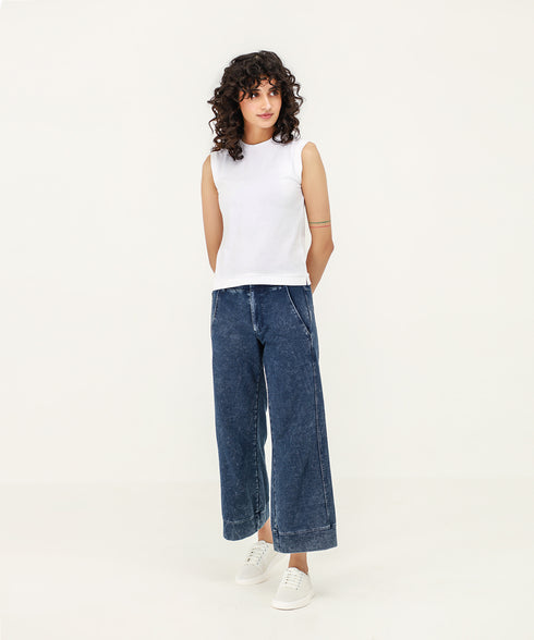 Women's Denim Cropped Flare Pants