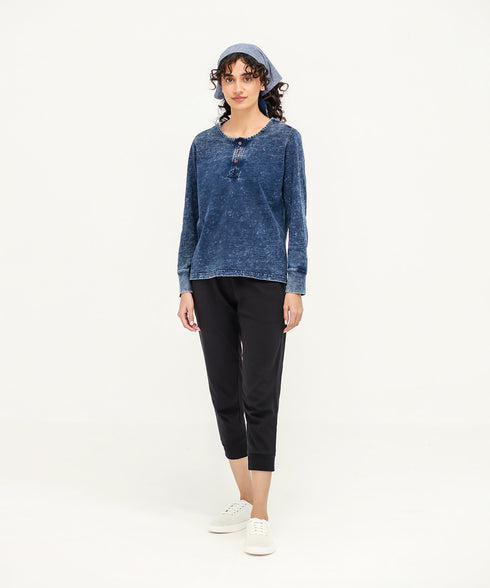 Women's Denim Henley Tee