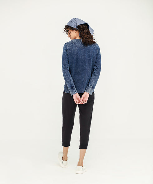 Women's Denim Henley Tee