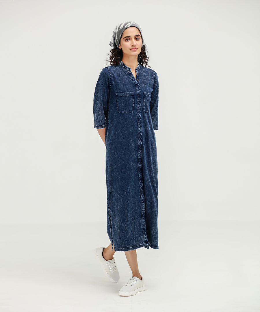 Denim Shirt Dress w/ Pockets - Bondi Beach
