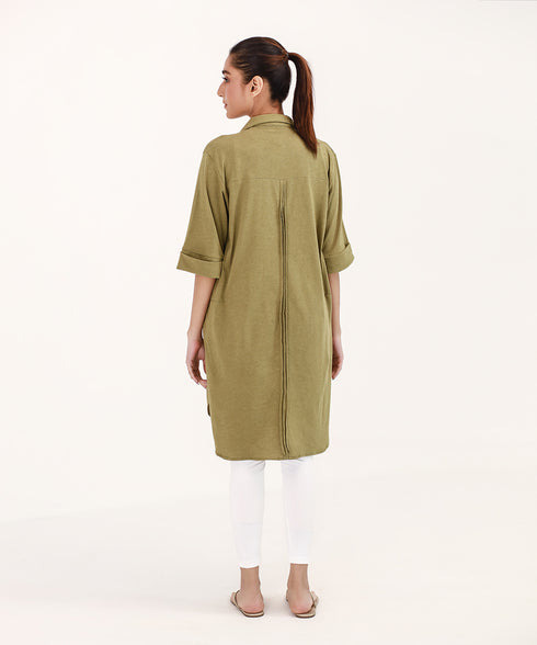 Women's Melange Collared Tunic Shirt