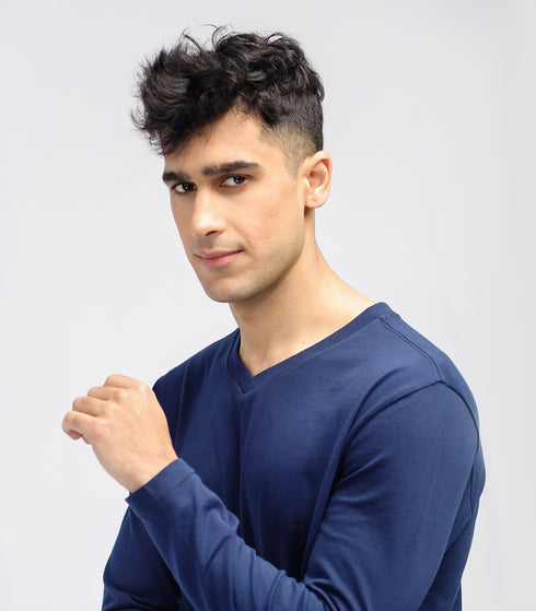 Men's Basic Long Sleeve V-Neck Tee