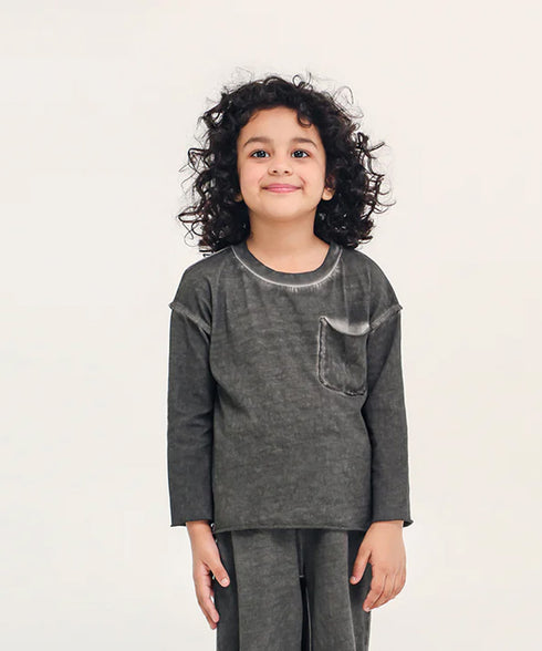 Girls' Stone Wash Raw Hem Tee