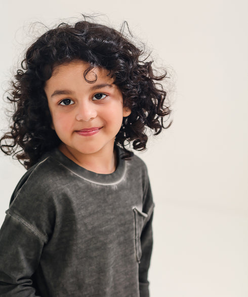 Girls' Stone Wash Raw Hem Tee