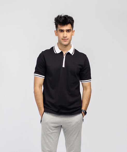 Men's Contrast Collar Polo Shirt