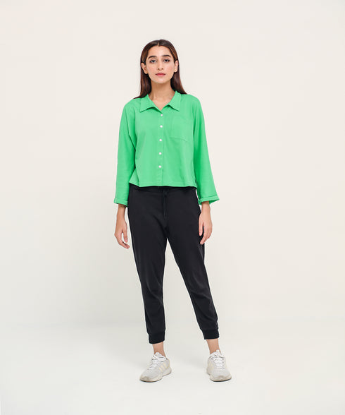 Women's Cropped Button Down Shirt