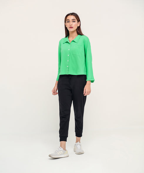 Women's Cropped Button Down Shirt