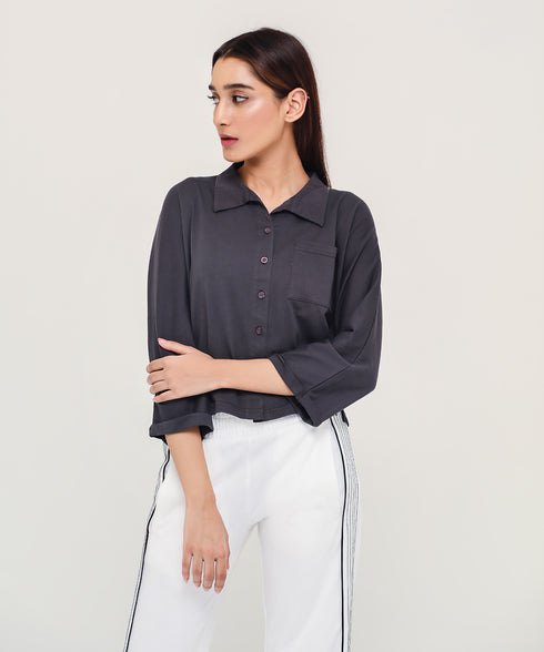 Women's Cropped Button Down Shirt