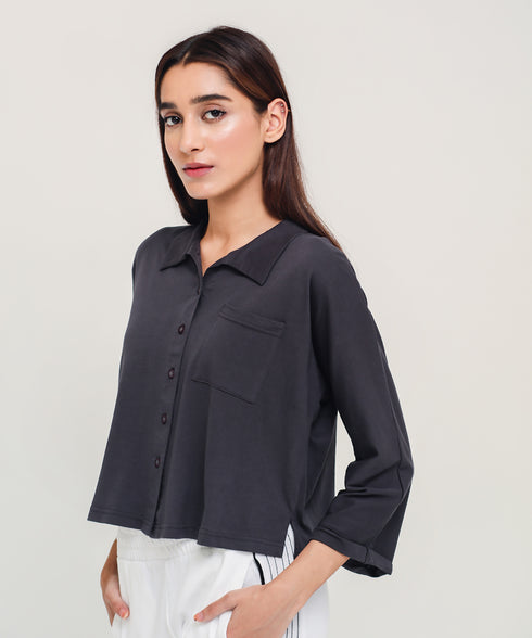 Women's Cropped Button Down Shirt