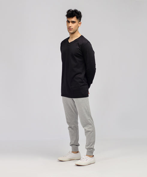 Men's Basic Long Sleeve V-Neck Tee