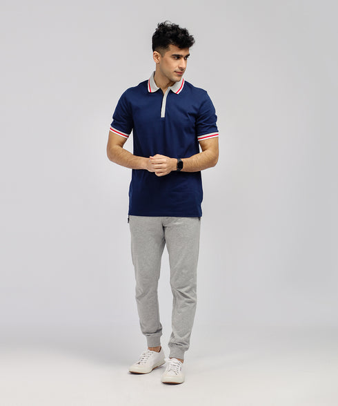 Men's Contrast Collar Polo Shirt