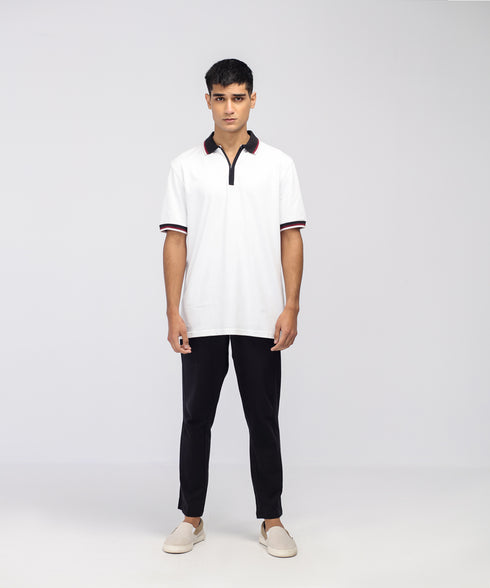 Men's Contrast Collar Polo Shirt