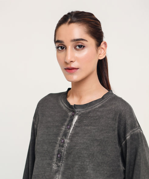 Women's Stone Wash Henley