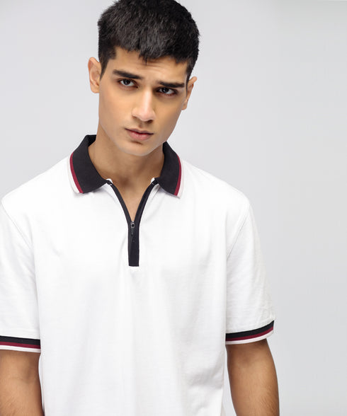 Men's Contrast Collar Polo Shirt