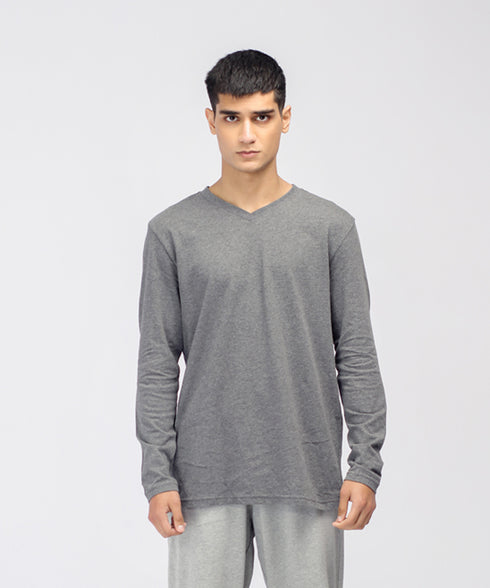 Men's Basic Long Sleeve V-Neck Tee