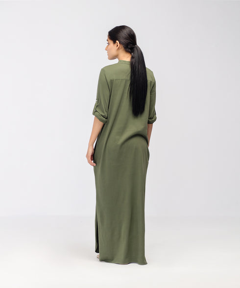 Women's Hidden Placket Shirt Dress