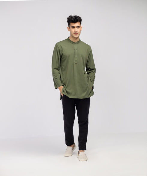 Men's Hidden Placket Tunic Shirt