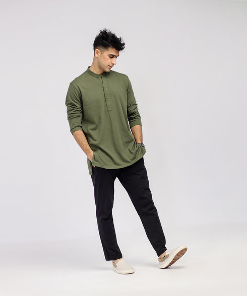 Men's Hidden Placket Tunic Shirt