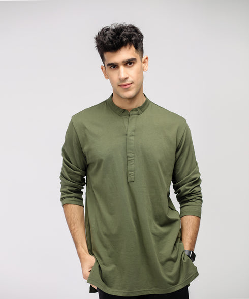 Men's Hidden Placket Tunic Shirt