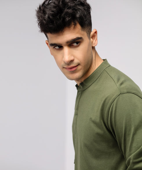 Men's Hidden Placket Tunic Shirt