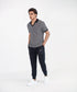 Men's Striped Johnny Collar Polo