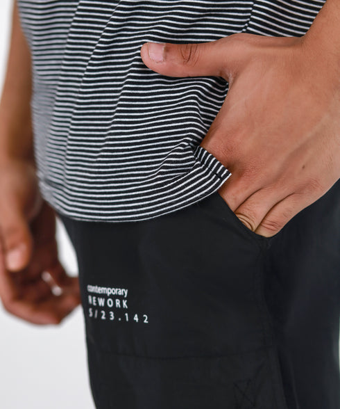 Men's Striped Johnny Collar Polo