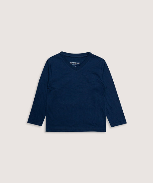 Kids' Basic Long Sleeve V-Neck Tee