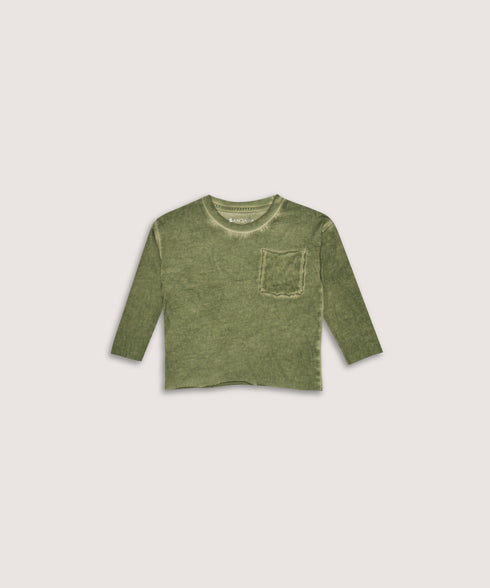 Girls' Stone Wash Raw Hem Tee