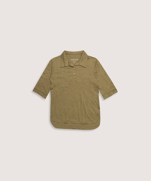 Girls' Melange Collared Tunic Shirt