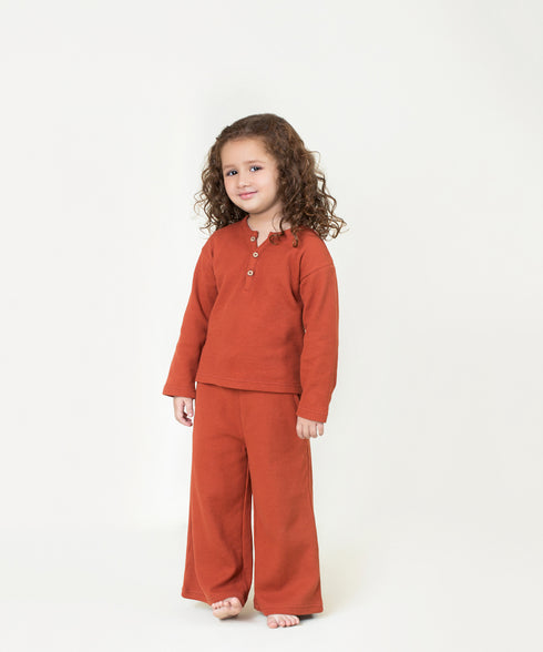 Girls' Waffle Knit Henley Set