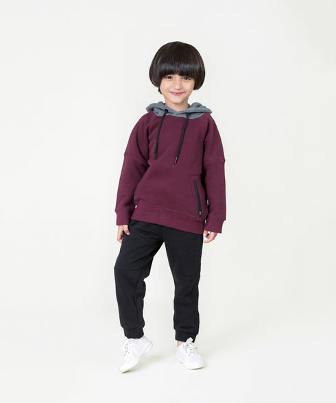 Boys' Contrast Pull Over Hoodie