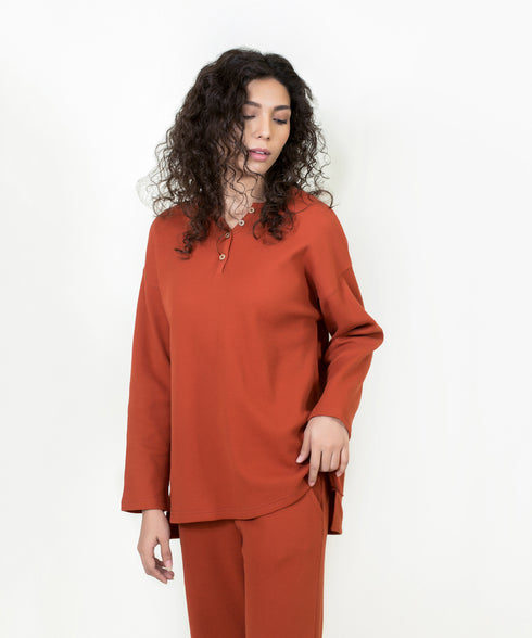 Women's Waffle Knit Henley Set