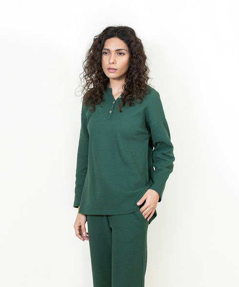 Women's Waffle Knit Henley Set