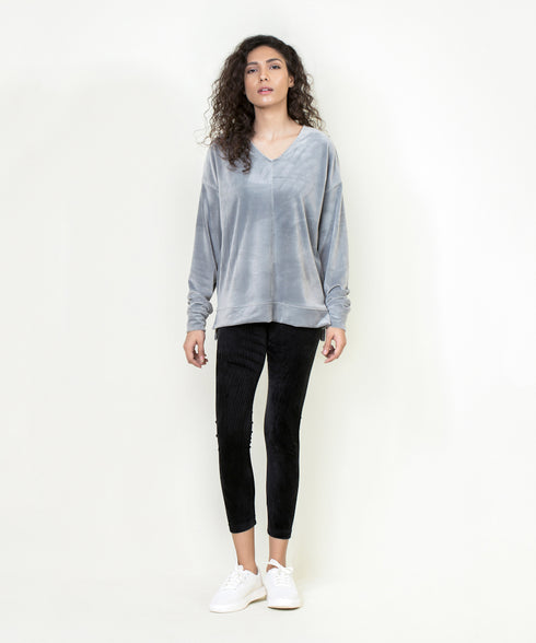 Women's Velour V-Neck Shirt