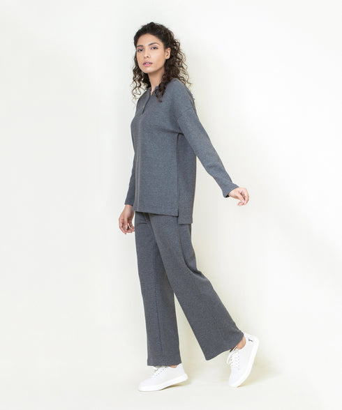 Women's Waffle Knit Henley Set