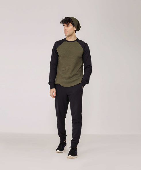 Men's Raglan Waffle Knit Shirt