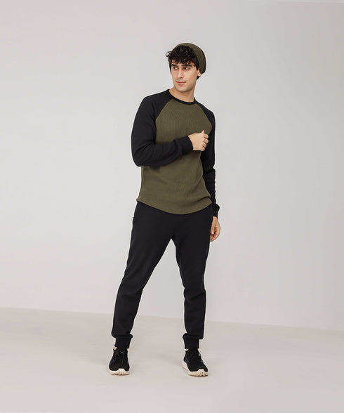 Men's Raglan Waffle Knit Shirt